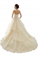 Site de Comboio Capela Sem Mangas Tule & Renda Marfim & Champanhe Vestido de Baile Vestido de Noiva