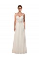 Site de Comboio Capela Sem Mangas Chiffon Marfim Bainha Sem Mangas Amor Vestidos de Noiva