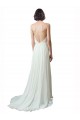 Site de Comboio Capela Sem Mangas Chiffon & Renda Marfim Linha A Sem Mangas Vestidos de Noiva
