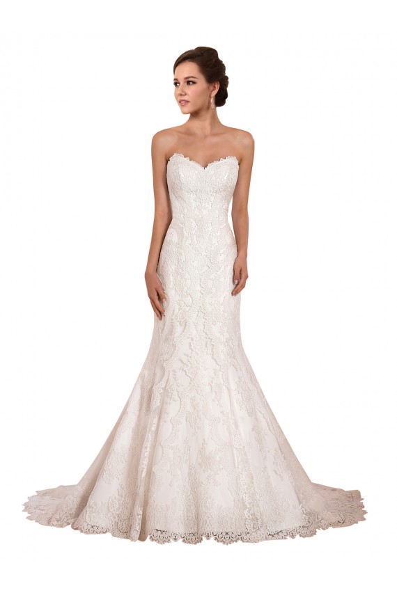 Site de Comboio Capela Sem Mangas Renda Marfim Sereia Vestido de Festa / Vestidos de Noiva