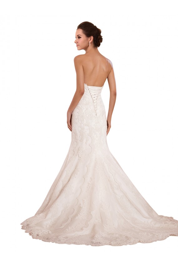 Site de Comboio Capela Sem Mangas Renda Marfim Sereia Vestido de Festa / Vestidos de Noiva