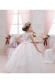 Site de Comprimento Chão Sem Mangas Tule & Renda Marfim Vestido de Baile Sem Mangas Amor Vestidos para Meninas de Flores