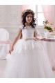 Site de Comprimento Chão Sem Mangas Tule & Renda Marfim Vestido de Baile Sem Mangas Longo Amor Vestidos para Meninas de Flores