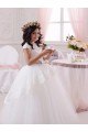 Site de Comprimento Chão Sem Mangas Tule & Renda Marfim Vestido de Baile Sem Mangas Longo Amor Vestidos para Meninas de Flores