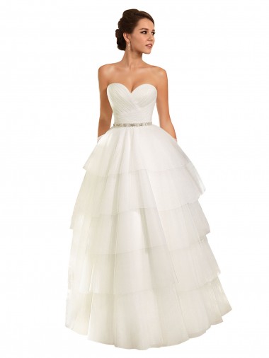 Site de Comboio Capela Sem Mangas Tule Marfim Vestido de Baile Sem Mangas Vestidos de Noiva