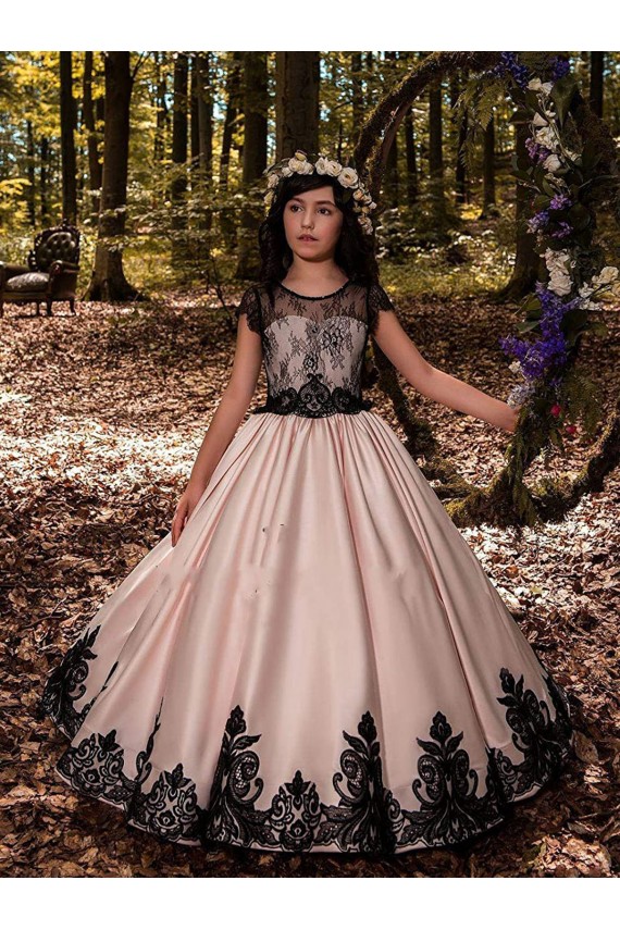 Site de Comprimento Chão Sem Mangas Cetim & Renda Marfim Vestido de Baile Sem Mangas Amor Vestidos para Meninas de Flores