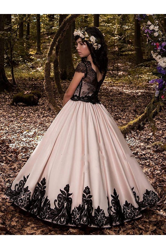 Site de Comprimento Chão Sem Mangas Cetim & Renda Marfim Vestido de Baile Sem Mangas Amor Vestidos para Meninas de Flores