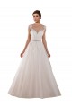 Site de Comboio Capela Sem Mangas Tule & Renda Marfim Vestido de Baile Sem Mangas Amor Vestidos de Noiva