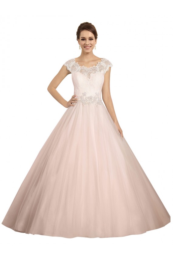 Site de Comboio Capela Sem Mangas Renda Marfim Vestido de Baile Sem Mangas Barco Vestidos de Noiva
