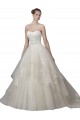 Site de Comboio Capela Sem Mangas Tule & Renda Marfim Vestido de Baile Sem Mangas Colher Vestidos de Noiva