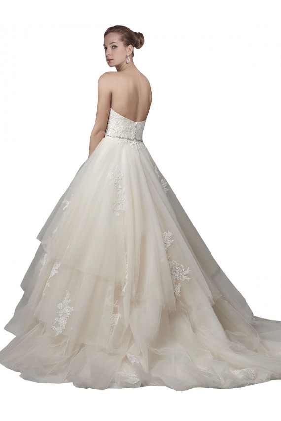 Site de Comboio Capela Sem Mangas Tule & Renda Marfim Vestido de Baile Sem Mangas Colher Vestidos de Noiva