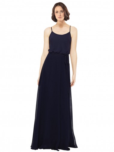 Site de Comprimento Chão Sem Mangas Chiffon Marinha Negra Bainha Vestidos de Madrinha