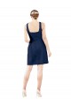 Site de Comprimento Joelho Sem Mangas Cetim Marinha Negra Linha A Sem Mangas Decote V Vestidos de Madrinha / Vestidos de Cocktail / Vestidos de Homecoming