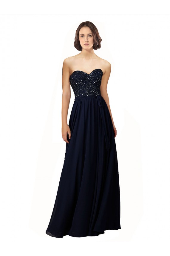 Site de Comprimento Chão Sem Mangas Chiffon Marinha Negra Bainha Vestidos de Festa