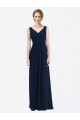 Site de Comprimento Chão Sem Mangas Chiffon Marinha Negra Linha A Vestidos de Madrinha / Vestidos Formais