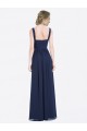 Site de Comprimento Chão Sem Mangas Chiffon Marinha Negra Linha A Vestidos de Madrinha / Vestidos Formais