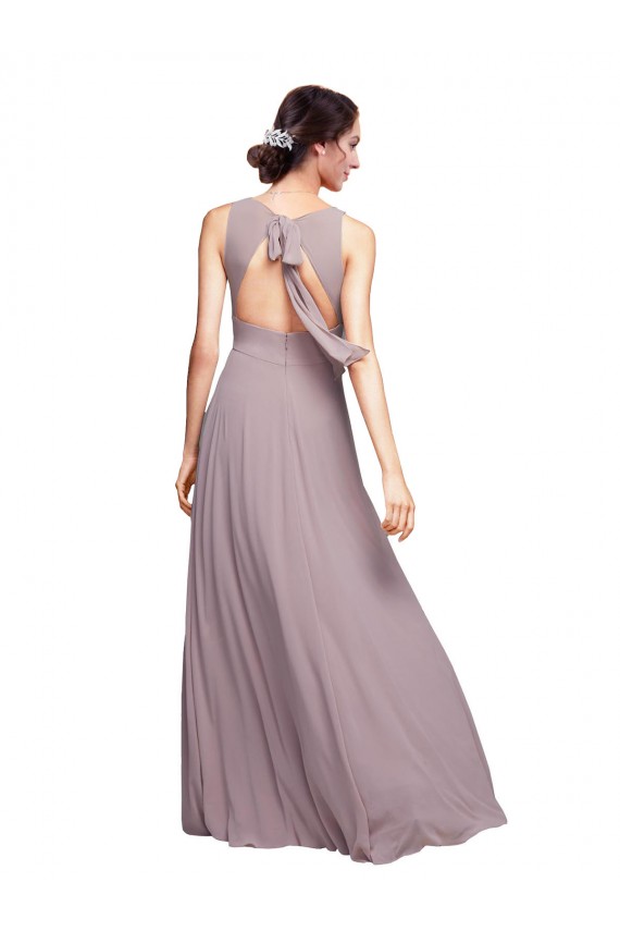 Site de Comprimento Chão Sem Mangas Chiffon Marinha Negra Linha A Vestido de Madrinha