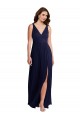Site de Comprimento Chão Sem Mangas Chiffon Marinha Negra Linha A Sem Mangas Vestido Formais / Vestido de Madrinha