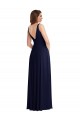 Site de Comprimento Chão Sem Mangas Chiffon Marinha Negra Linha A Sem Mangas Vestido Formais / Vestido de Madrinha