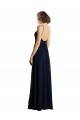 Site de Comprimento Chão Sem Mangas Chiffon Marinha Negra Linha A Vestido de Madrinha Formais / Vestido de Baile