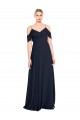 Site de Comprimento Chão Sem Mangas Chiffon Marinha Negra Linha A Sem Mangas Vestido de Madrinha / Vestido de Noite