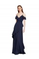 Site de Comprimento Chão Sem Mangas Chiffon Marinha Negra Linha A Sem Mangas Vestido de Madrinha Formais / Vestido de Baile