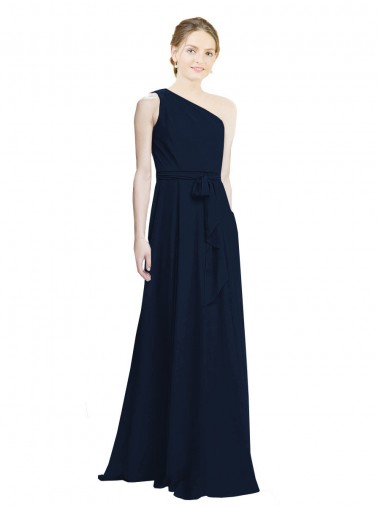 Site de Comprimento Chão Sem Mangas Chiffon Marinha Negra Linha A Vestido de Madrinha / Vestido de Noite