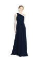 Site de Comprimento Chão Sem Mangas Chiffon Marinha Negra Linha A Vestido de Madrinha / Vestido de Noite