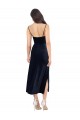 Site de Comprimento Midi Sem Mangas Veludo Elástico Marinha Negra Coluna Vestidos de Madrinha / Vestidos de Noite / Vestidos de Festa