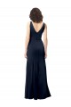 Site de Comprimento Chão Sem Mangas Crepe Esticado Marinha Negra Linha A Sem Mangas Decote Alto Vestidos de Madrinha / Vestidos de Noite / Vestidos de Festa