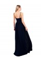 Site de Comprimento Chão Sem Mangas Chiffon Marinha Negra Linha A Sem Mangas Vestidos de Madrinha / Vestidos de Noite