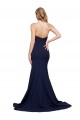 Site de Comboio Varredela Sem Mangas Crepe Esticado Marinha Negra Linha A Vestidos de Madrinha / Vestidos de Noite / Vestidos de Festa