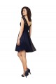 Site de Comprimento Joelho Sem Mangas Tule & Renda Marinha Negra Linha A Vestidos de Madrinha / Vestidos de Cocktail / Vestidos de Homecoming
