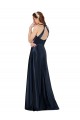 Site de Comprimento Chão Sem Mangas Cetim Marinha Negra Linha A Vestidos de Madrinha / Vestidos de Noite / Vestidos de Festa