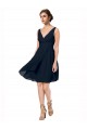 Site de Comprimento Joelho Sem Mangas Chiffon Marinha Negra Linha A Vestidos de Madrinha / Vestidos de Cocktail / Vestidos de Homecoming