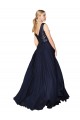 Site de Comprimento Chão Sem Mangas Chiffon & Lantejoulas Marinha Negra Linha A Vestidos de Madrinha / Vestidos de Festa