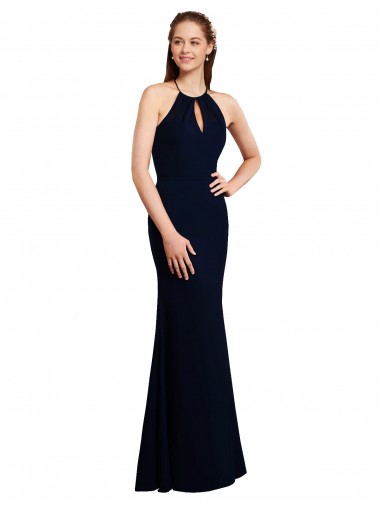 Site de Comprimento Chão Sem Mangas Chiffon Marinha Negra Sereia Vestidos de Madrinha