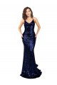 Site de Comprimento Chão Sem Mangas Lantejoulas Marinha Negra Sereia Vestidos de Madrinha / Vestidos de Noite / Vestidos de Festa