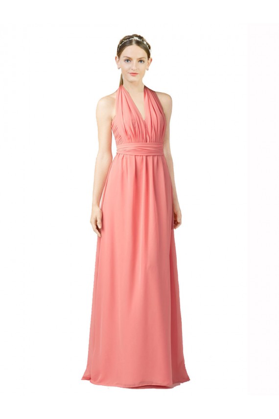 Site de Comprimento Chão Sem Mangas Chiffon Melancia Linha A Sem Mangas Amor Vestidos de Madrinha