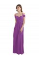 Site de Comprimento Chão Ombro Frio Chiffon Narciso Linha A Vestidos de Madrinha