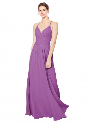 Site de Comprimento Chão Sem Mangas Chiffon Narciso Linha A Sem Mangas Vestidos de Madrinha