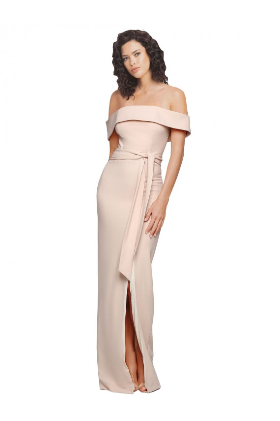 Site de Comprimento Chão Sem Mangas Crepe Esticado Nu Sereia Sem Mangas Fora do Ombro Vestidos de Madrinha / Vestidos de Noite / Vestidos de Festa