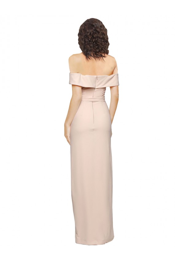 Site de Comprimento Chão Sem Mangas Crepe Esticado Nu Sereia Sem Mangas Fora do Ombro Vestidos de Madrinha / Vestidos de Noite / Vestidos de Festa