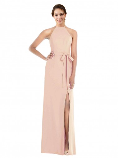 Site de Comprimento Chão Sem Mangas Crepe Esticado Nu Trombeta Vestidos de Madrinha / Vestidos de Noite / Vestidos de Festa