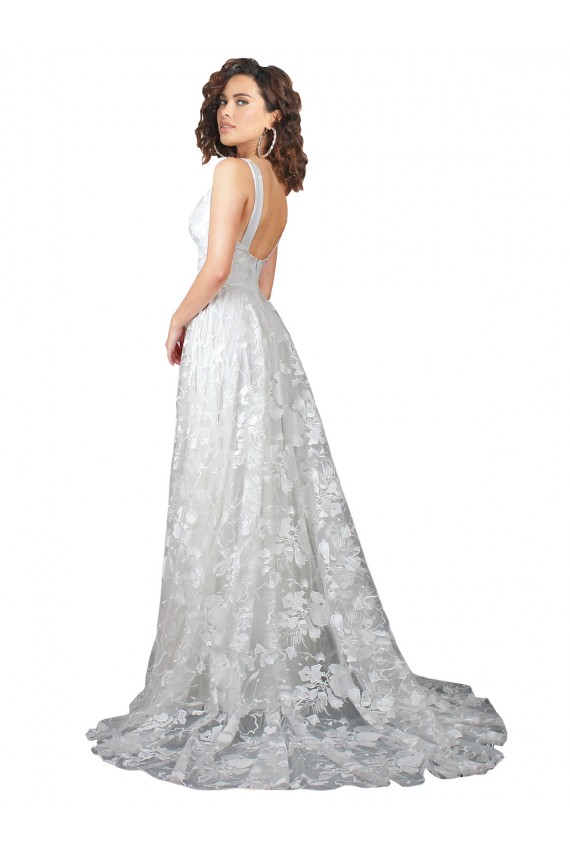 Site de Comboio Capela Sem Mangas Renda Off White Linha A Vestidos de Noiva