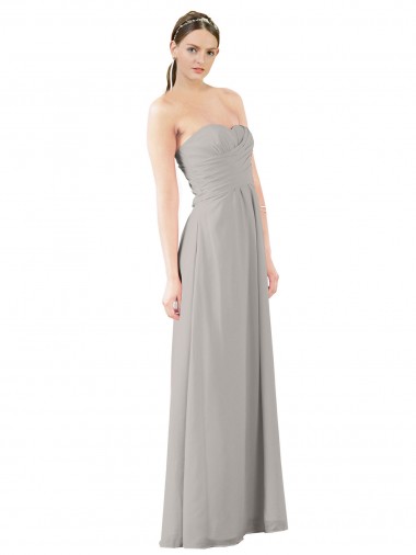 Site de Comprimento Chão Sem Mangas Chiffon Ostra Prata Linha A Vestidos de Madrinha