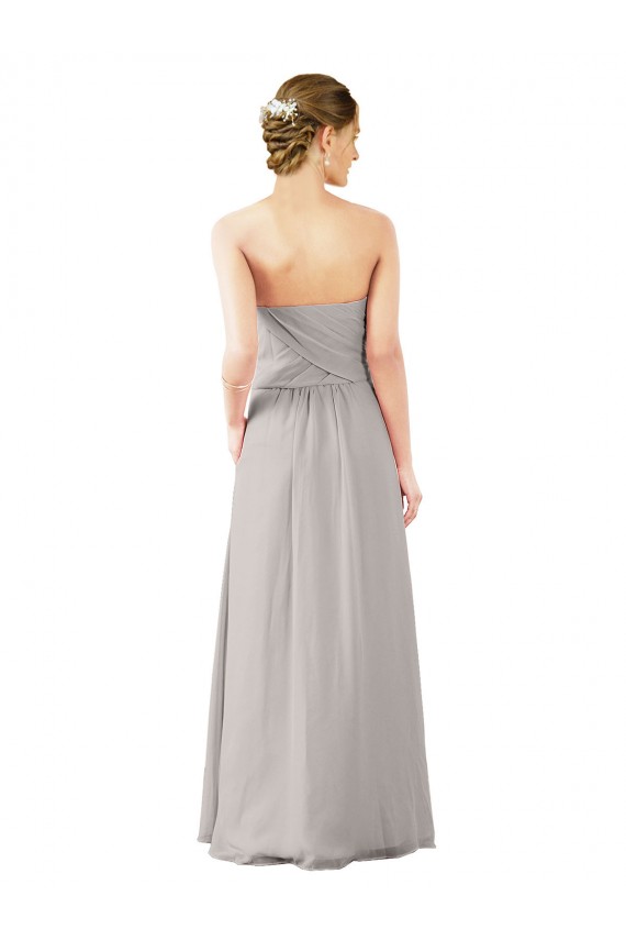 Site de Comprimento Chão Sem Mangas Chiffon Ostra Prata Linha A Vestidos de Madrinha