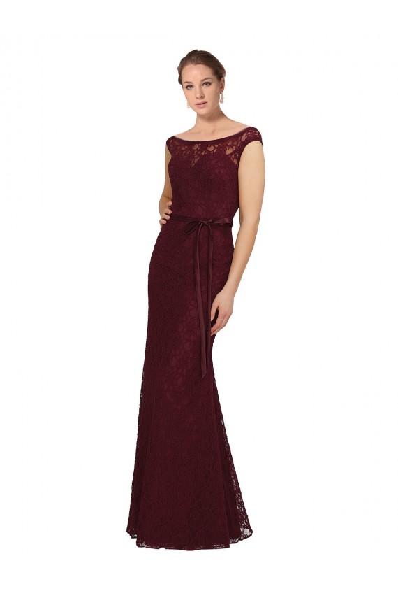 Site de Comprimento Chão Mangas Curtas Chiffon Ouro Borgonha Bainha Vestidos de Madrinha
