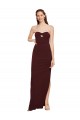 Site de Comprimento Chão Sem Mangas Crepe Esticado Ouro Borgonha Bainha Vestidos de Madrinha / Vestidos de Noite / Vestidos de Festa