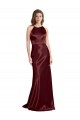 Site de Comprimento Chão Sem Mangas Cetim Elástico Ouro Borgonha Linha A Vestidos de Madrinha / Vestidos de Noite / Vestidos de Festa